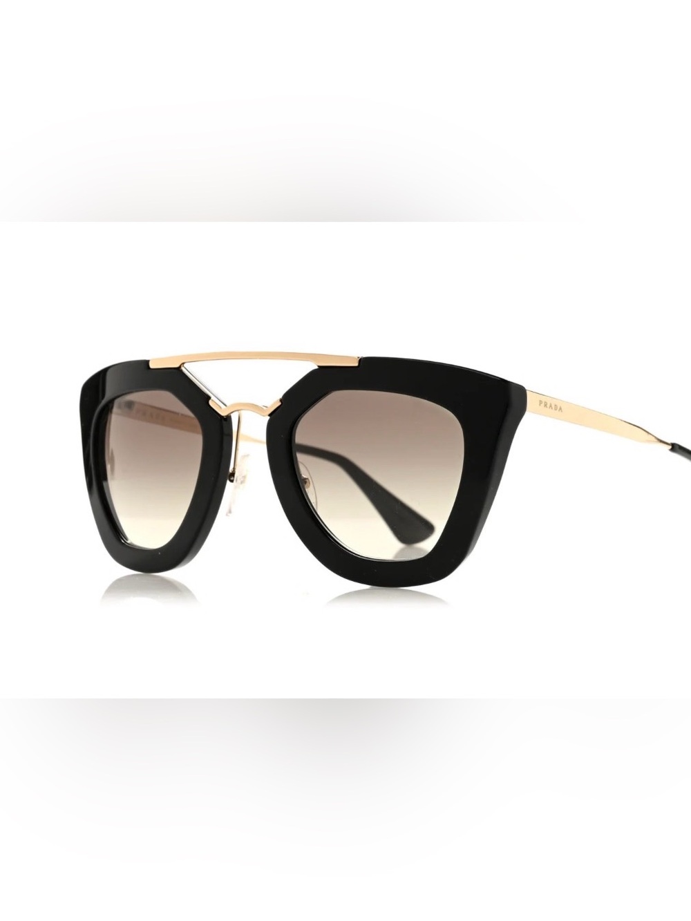 Prada Women's Black and Gold Cat-Eye Sunglasses (SPR09Q)
